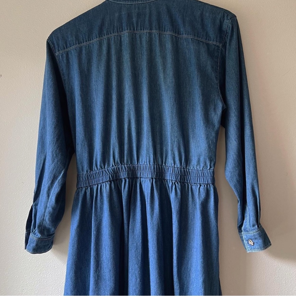 Liz Claiborne Vintage Denim Blue Button-Down Dress - Picture 7 of 8